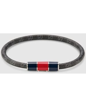 Gucci Bracelet With Enamel Web Tag - Metallic