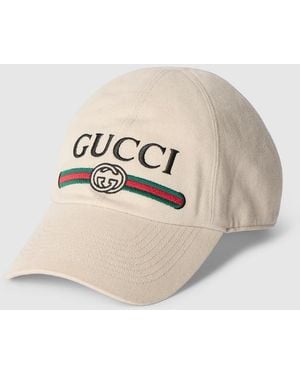 Gucci Cotton Baseball Hat With Embroidery, Size Xxs, Cotton - Natural
