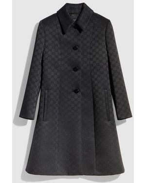 Gucci Gg Viscose Jacquard Coat - Black