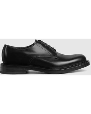GUCCI メンズ レースアップ リザード ブラック 41
