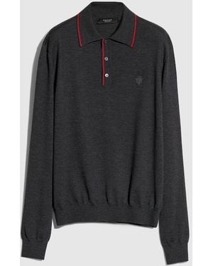 Gucci Fine Wool Knit Polo Shirt - Black