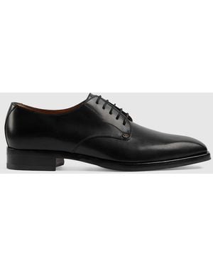 Gucci メンズ レースアップシューズ, ブラック, Leather
