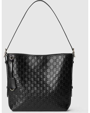 Gucci Gg Emblem Medium Shoulder Bag, Leather - Black