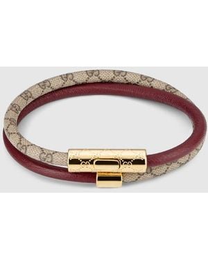 Gucci Double Bracelet With Gg Detail - Brown