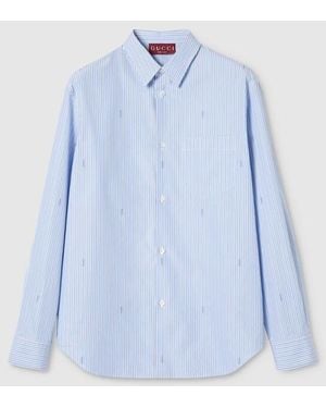 Gucci Striped Cotton Poplin Shirt - Blue