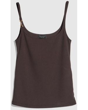 Gucci Viscose Crêpe Jersey Top With Horsebit, Size L, Ready-To-Wear - Brown