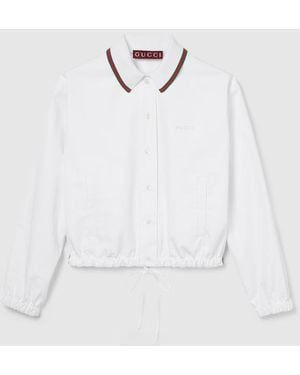 Gucci Cotton Poplin Shirt With Drawstring, Size 46 It, Ready-To-Wear - White