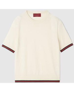Gucci エクストラファインカシミアシルク トップ, ホワイト, ウェア - ナチュラル