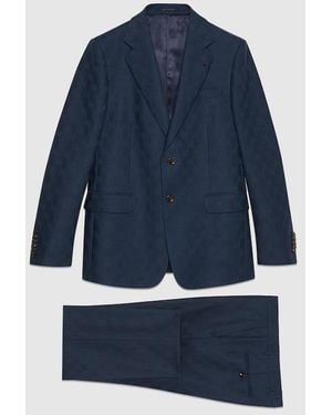 Gucci Ggウール スーツ, ブルー, ウェア