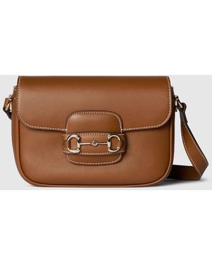 Gucci 〔グッチ ホースビット 1955 ソフト〕スモール ショルダーバッグ, ブラウン, レザー