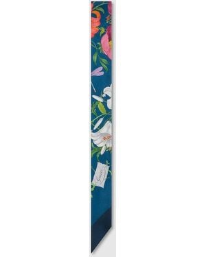 Gucci Printed Silk Twill Ribbon, Silk - Blue