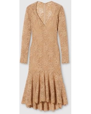 Gucci Gg Flower Stretch Lace Dress, Ready-To-Wear - Natural