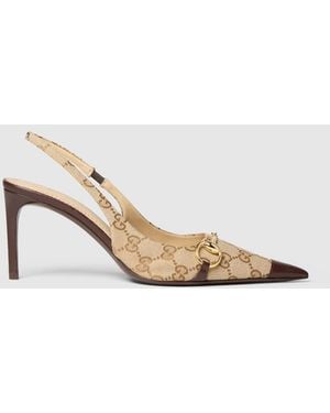 Gucci Donna Slingback Pump, Gg Canvas - Metallic