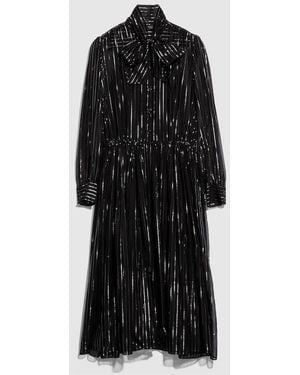 Gucci Pinstripe Silk Organza Chemisier Dress - Black