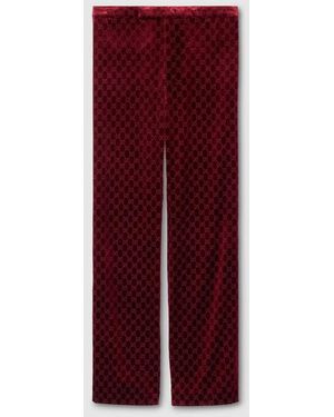 Gucci Gg Stretch Velvet Devoré Pants - Red