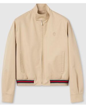 Gucci Cotton Twill Zip Jacket With Web - Natural