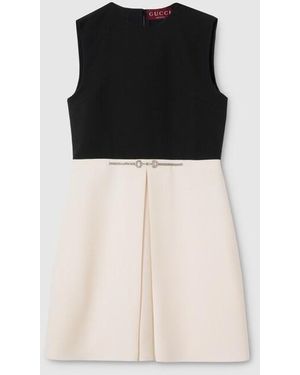 Gucci Silk Wool Dress With Crystal Horsebit, Ready-To-Wear - Black