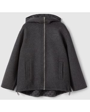 Gucci Embroidered Wool And Silk Hooded Jacket - Black