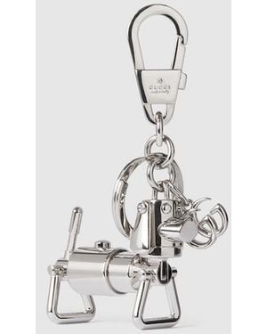 Gucci Dog-Shaped Keychain With Double G, Metal - White