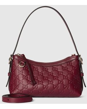 Gucci 〔Ggエンブレム〕スモール ショルダーバッグ, ボルドー, レザー - パープル