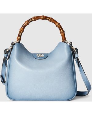 Gucci 〔グッチ ダイアナ〕スモール ショルダーバッグ, ブルー, レザー