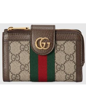 Gucci 〔オフィディア〕カードケース ウォレット, ベージュ, GGキャンバス - グリーン