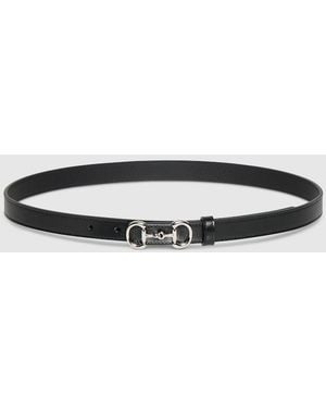 Gucci Thin Belt With Horsebit Buckle, Size 70, Leather - Black