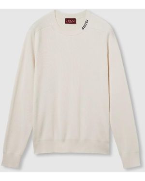 Gucci インターシャ シルクコットン セーター, ホワイト, ウェア