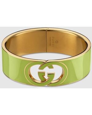 Gucci Interlocking Enamel Cuff Bracelet - Metallic