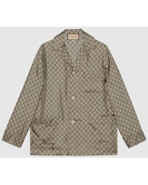 Gucci Gg Printed Silk Shirt - Gray
