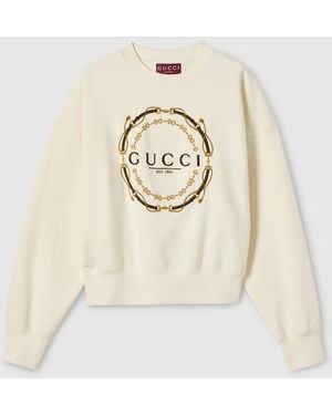 Gucci Cotton Jersey Sweatshirt With Print - Natural