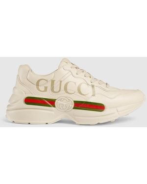 Gucci 〔ライトン〕グッチ ロゴ レザー スニーカー, ホワイト, Leather - ナチュラル