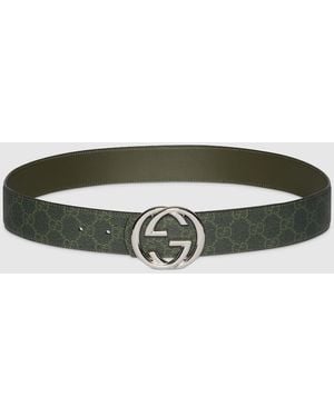 Gucci Ggパターン リバーシブル ベルト, グリーン, オリジナルGg