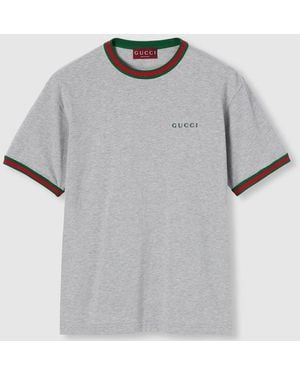 Gucci Cotton Jersey T-Shirt With Embroidery - Gray