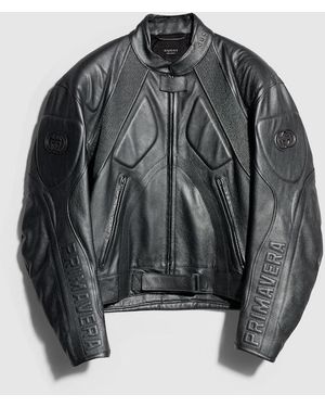 Gucci Grainy Laminated Bull Leather Jacket, Size Xl, Ready-To-Wear - Black