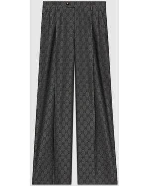 Gucci 【公式】 (グッチ)GGウール パンツグレー&アイボリーグレー