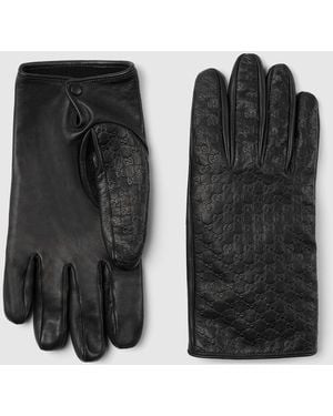 GUCCI ロゴプレートレザーグローブ 革手袋 ブラック GUCCI ロゴプレートレザーグローブ 革手袋 ブラック