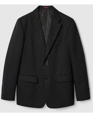 Gucci Gg Cotton Blend Canvas Jacket - Black