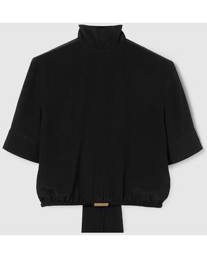 Gucci シルク クレープデシン トップ, ブラック, ウェア