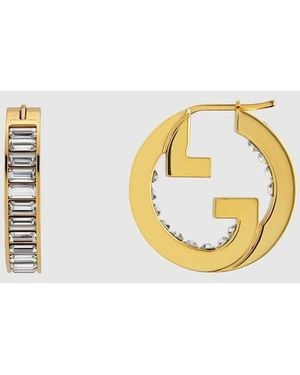 Gucci 〔グッチ ブロンディ〕クリスタル フープピアス, ゴールドトーン メタル - メタリック