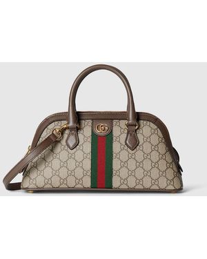 Gucci 〔オフィディア〕スモール トップハンドルバッグ, ベージュ, GGキャンバス - ブラウン