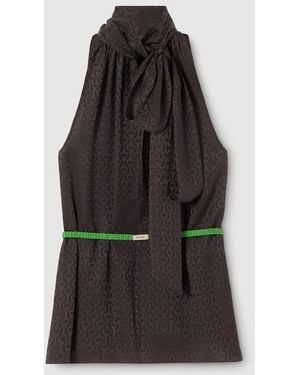 Gucci Horsebit Silk Jacquard Dress - Black