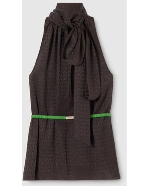 Gucci Horsebit Silk Jacquard Dress - Black