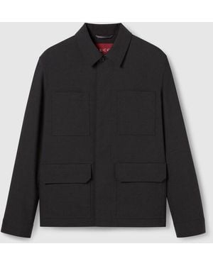 Gucci Wool Jacket With Sevedge Detail - Black