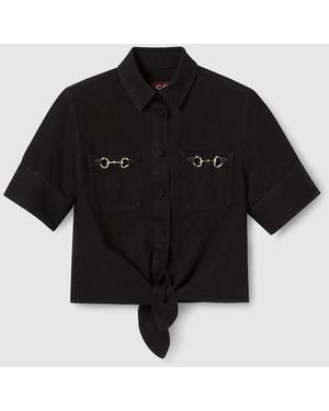 Gucci Denim Shirt With Horsebit, Ready-To-Wear - Black