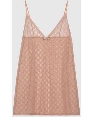 Gucci Gg Tulle Lingerie Dress - Pink