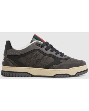 Gucci 〔グッチ リウェブ〕メンズ スニーカー, グレー, ナイロン - ブラック