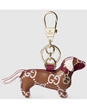 Gucci ドッグ シェイプ バッグ チャーム, ブラウン, レザー