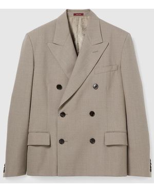 Gucci Double-Breasted Wool Mouliné Jacket - Natural