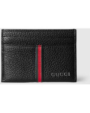 Gucci Card Case With Web, Leather - Black